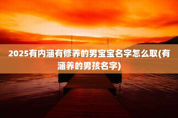 2025有内涵有修养的男宝宝名字怎么取(有涵养的男孩名字)