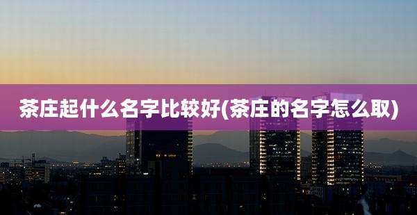 茶庄起什么名字比较好(茶庄的名字怎么取)