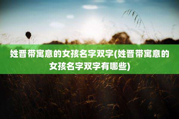 姓晋带寓意的女孩名字双字(姓晋带寓意的女孩名字双字有哪些)