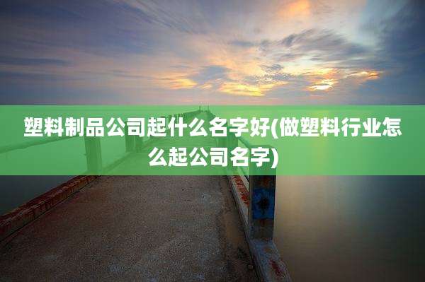 塑料制品公司起什么名字好(做塑料行业怎么起公司名字)