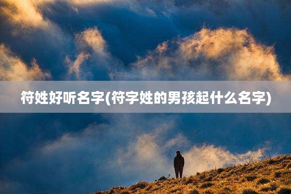 符姓好听名字(符字姓的男孩起什么名字)