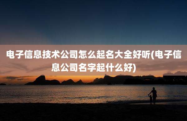 电子信息技术公司怎么起名大全好听(电子信息公司名字起什么好)