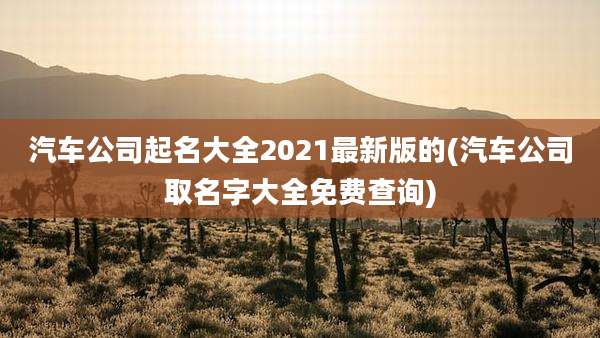 汽车公司起名大全2021最新版的(汽车公司取名字大全免费查询)
