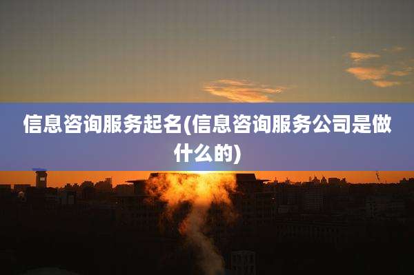 信息咨询服务起名(信息咨询服务公司是做什么的)