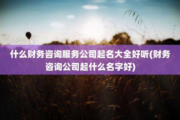 什么财务咨询服务公司起名大全好听(财务咨询公司起什么名字好)