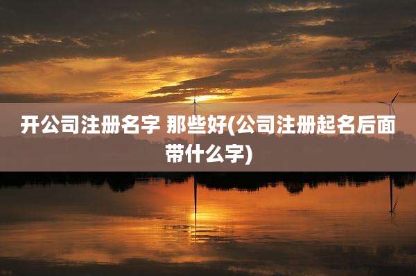 开公司注册名字 那些好(公司注册起名后面带什么字)