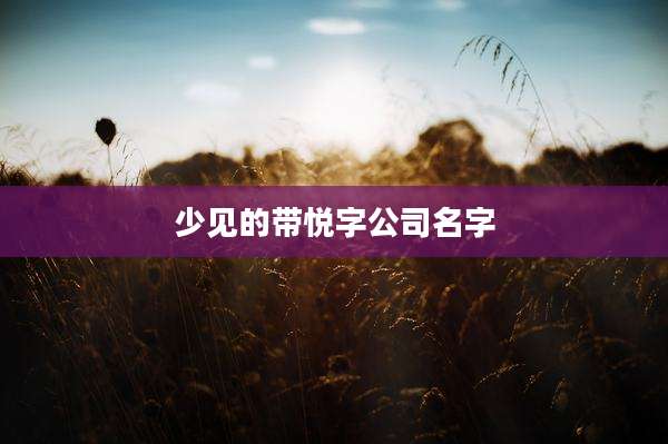 少见的带悦字公司名字