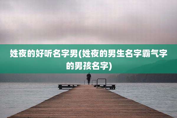 姓夜的好听名字男(姓夜的男生名字霸气字的男孩名字)