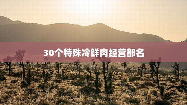 30个特殊冷鲜肉经营部名