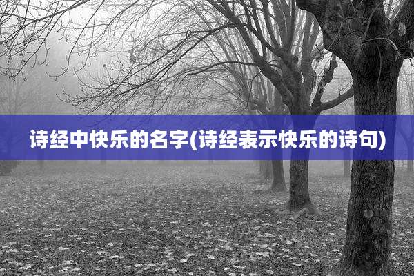 诗经中快乐的名字(诗经表示快乐的诗句)