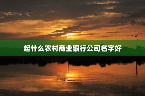 起什么农村商业银行公司名字好