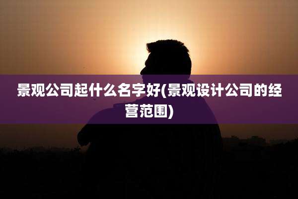 景观公司起什么名字好(景观设计公司的经营范围)