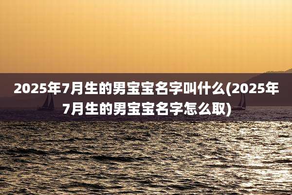 2025年7月生的男宝宝名字叫什么(2025年7月生的男宝宝名字怎么取)