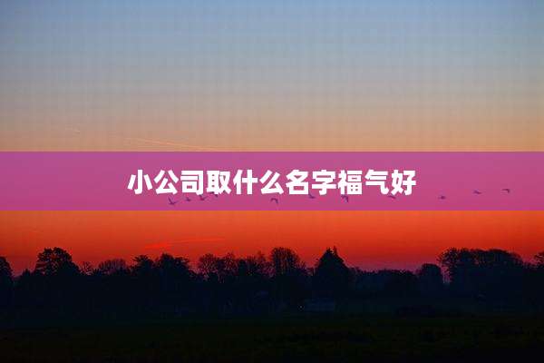 小公司取什么名字福气好