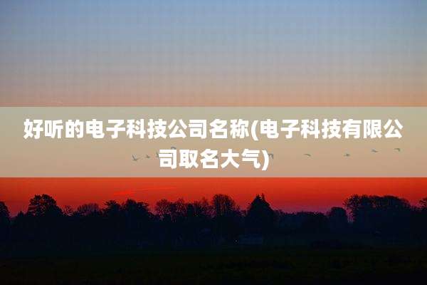 好听的电子科技公司名称(电子科技有限公司取名大气)