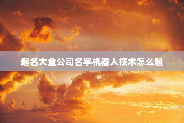 起名大全公司名字机器人技术怎么起