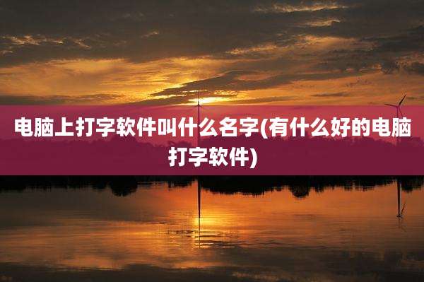 电脑上打字软件叫什么名字(有什么好的电脑打字软件)
