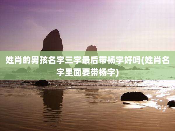 姓肖的男孩名字三字最后带杨字好吗(姓肖名字里面要带杨字)