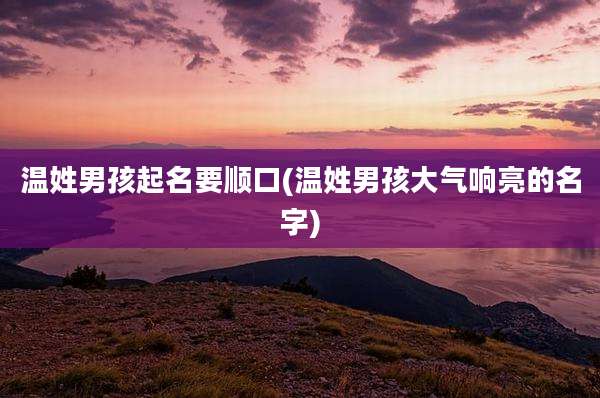 温姓男孩起名要顺口(温姓男孩大气响亮的名字)