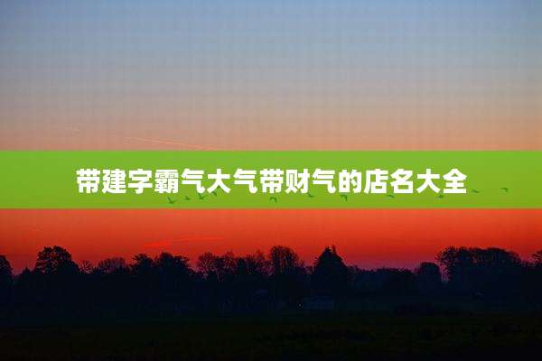 带建字霸气大气带财气的店名大全