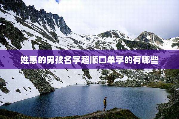 姓惠的男孩名字超顺口单字的有哪些