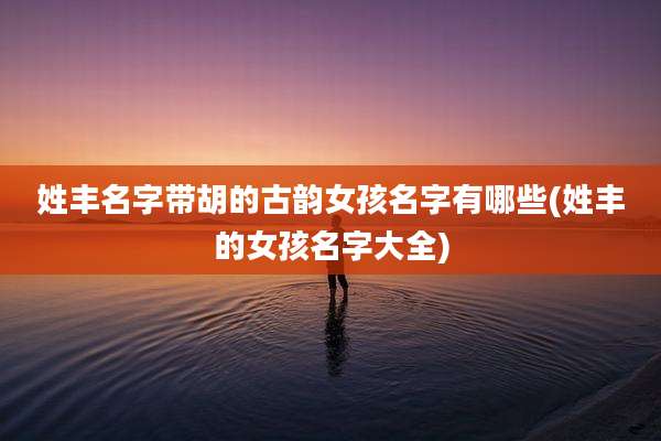 姓丰名字带胡的古韵女孩名字有哪些(姓丰的女孩名字大全)