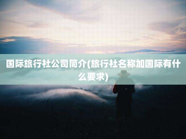 国际旅行社公司简介(旅行社名称加国际有什么要求)
