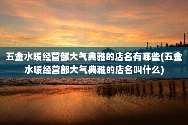 五金水暖经营部大气典雅的店名有哪些(五金水暖经营部大气典雅的店名叫什么)