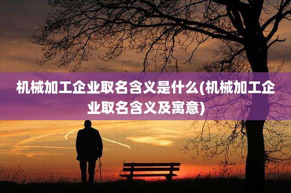 机械加工企业取名含义是什么(机械加工企业取名含义及寓意)