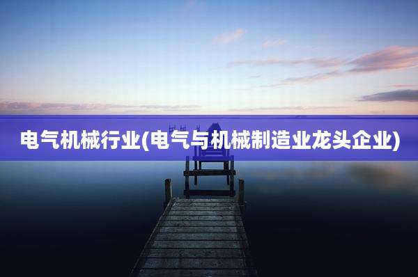 电气机械行业(电气与机械制造业龙头企业)