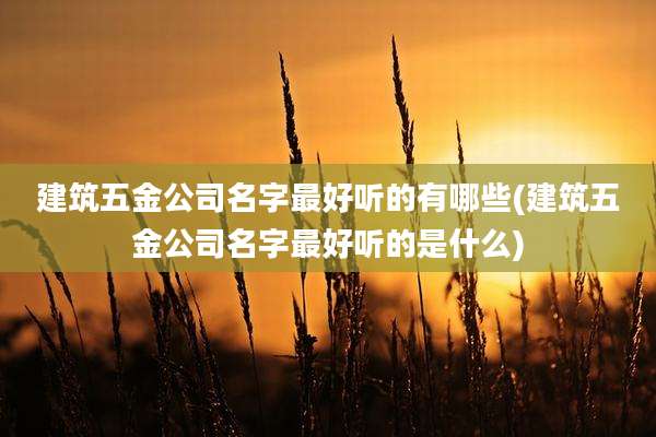 建筑五金公司名字最好听的有哪些(建筑五金公司名字最好听的是什么)