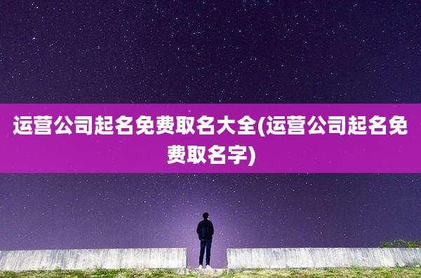 运营公司起名免费取名大全(运营公司起名免费取名字)