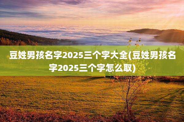 豆姓男孩名字2025三个字大全(豆姓男孩名字2025三个字怎么取)