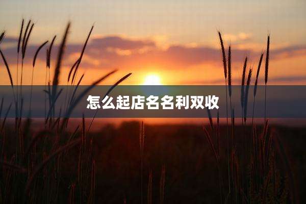 怎么起店名名利双收