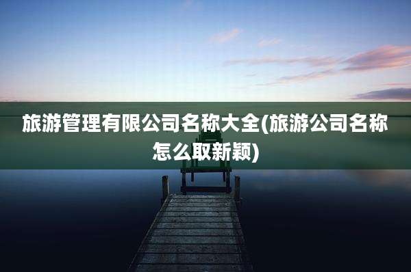 旅游管理有限公司名称大全(旅游公司名称怎么取新颖)