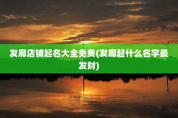 发廊店铺起名大全免费(发廊起什么名字最发财)