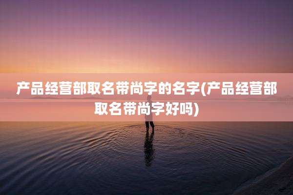 产品经营部取名带尚字的名字(产品经营部取名带尚字好吗)