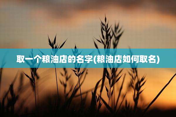 取一个粮油店的名字(粮油店如何取名)