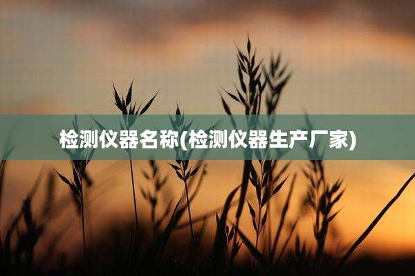 检测仪器名称(检测仪器生产厂家)