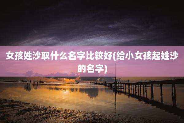 女孩姓沙取什么名字比较好(给小女孩起姓沙的名字)