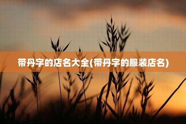 带丹字的店名大全(带丹字的服装店名)