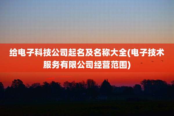 给电子科技公司起名及名称大全(电子技术服务有限公司经营范围)