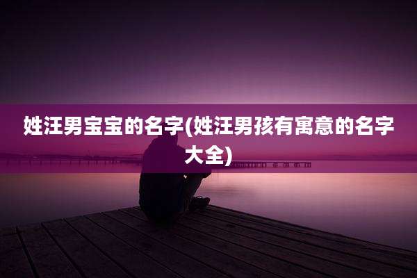 姓汪男宝宝的名字(姓汪男孩有寓意的名字大全)