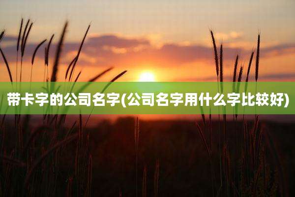 带卡字的公司名字(公司名字用什么字比较好)