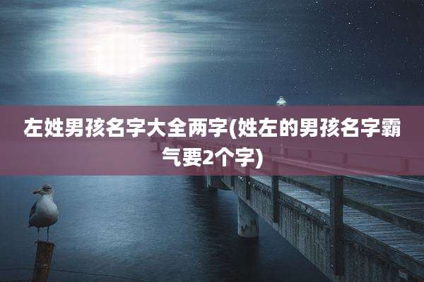 左姓男孩名字大全两字(姓左的男孩名字霸气要2个字)