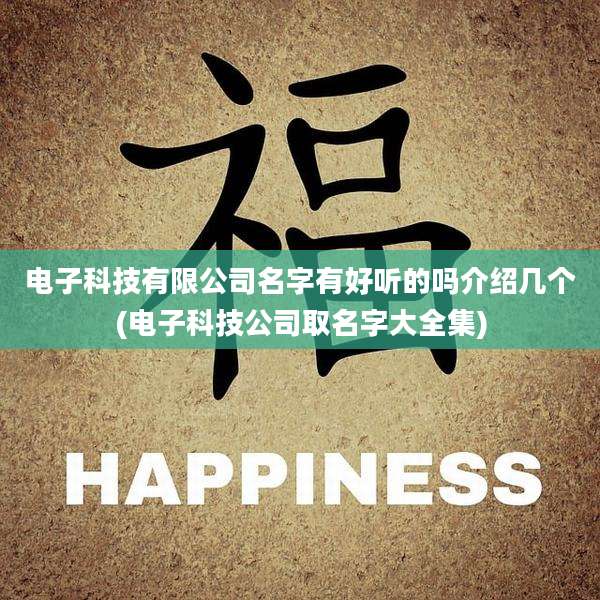 电子科技有限公司名字有好听的吗介绍几个(电子科技公司取名字大全集)