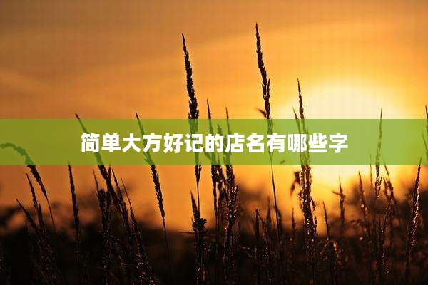 简单大方好记的店名有哪些字