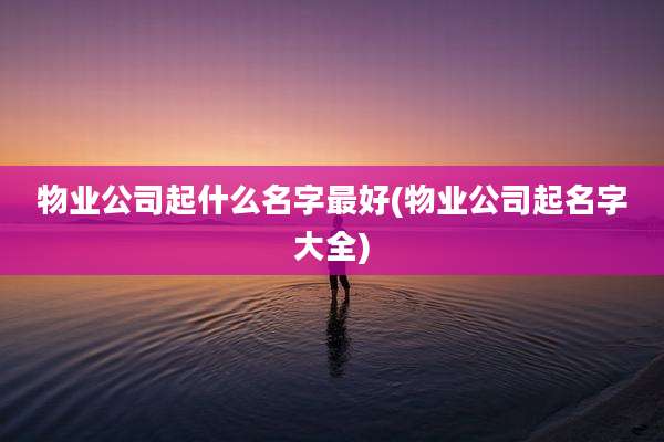 物业公司起什么名字最好(物业公司起名字大全)