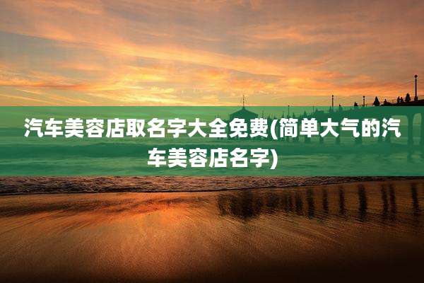 汽车美容店取名字大全免费(简单大气的汽车美容店名字)