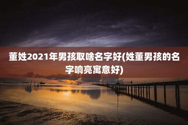 董姓2021年男孩取啥名字好(姓董男孩的名字响亮寓意好)